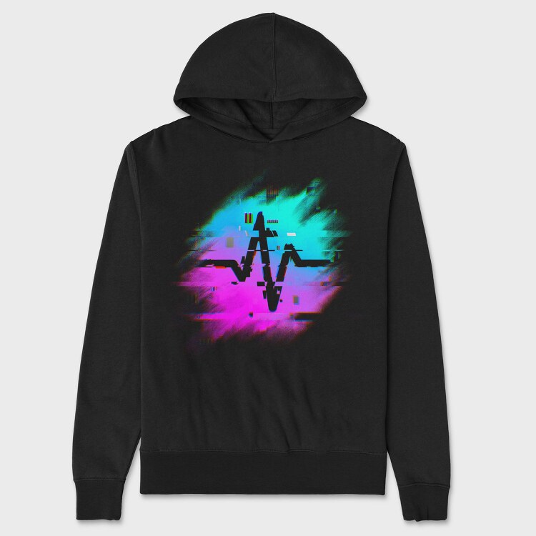 Retro Neon Glitch Logo, Hanorac Oversize Barbati (Unisex)