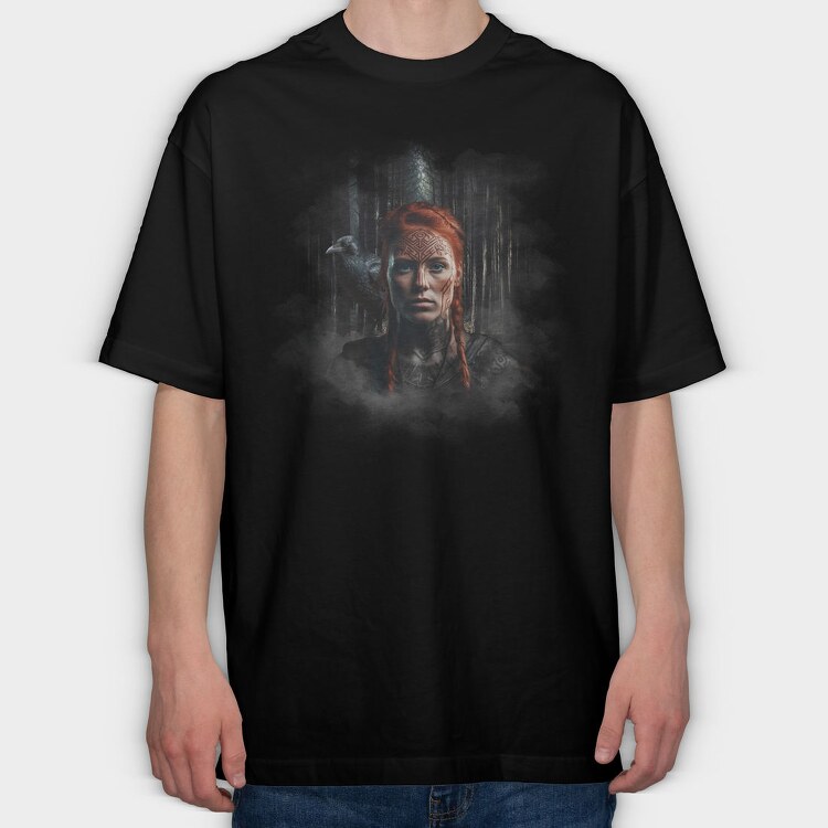 Redhead Viking Woman Realistic, Tricou Oversize Barbati (Unisex)