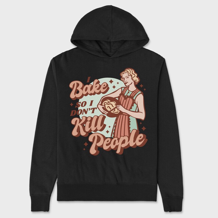 Retro Woman Baking Bake Kill Funny, Hanorac Oversize Barbati (Unisex)