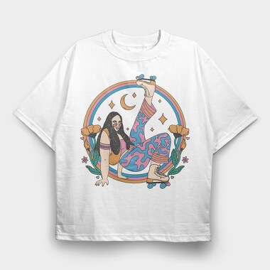 Roller Disco Girl Retro, Tricou Oversize Barbati (Unisex)