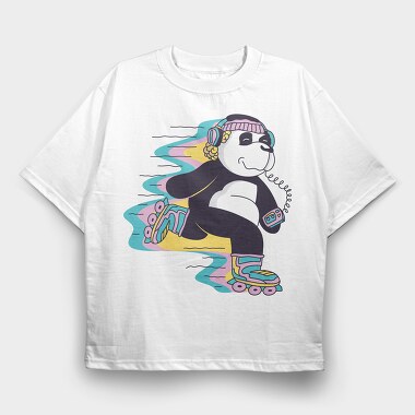Roller Skating Panda, Tricou Oversize Barbati (Unisex)