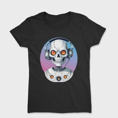 Robot Skull With Headphones, Tricou Femei