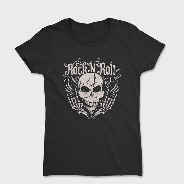 Rock And Roll Skull Skeleton, Tricou Femei