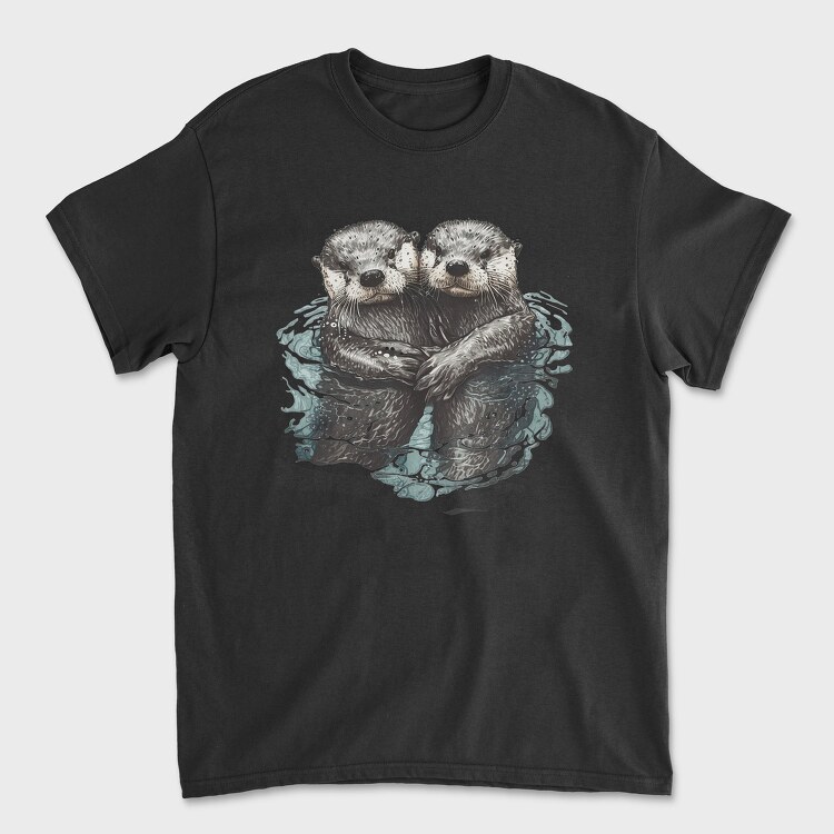 Otters Swimming, Tricou Barbati (Unisex)