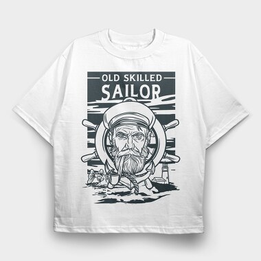 Sailor Serious Face Old Skilled Line Art, Tricou Oversize Barbati (Unisex)
