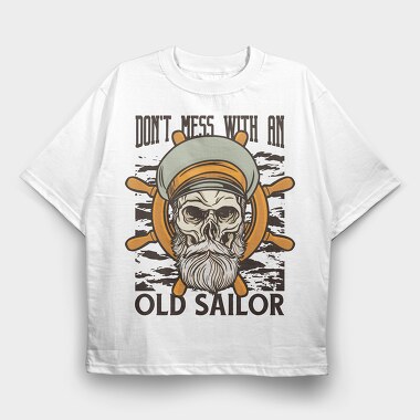 Sailor Skull Captain Illustration, Tricou Oversize Barbati (Unisex)