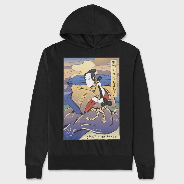 Samurai Photographer Ukiyo Focus, Hanorac Oversize Barbati (Unisex)