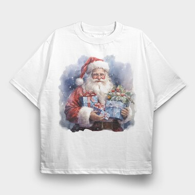 Santa Claus With Gifts, Tricou Oversize Barbati (Unisex)