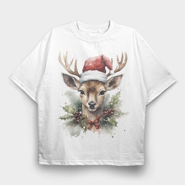 Santa Deer Christmas Tote, Tricou Oversize Barbati (Unisex)