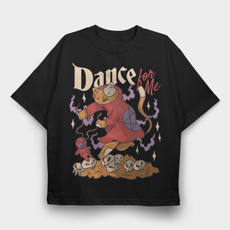 Satanic Cat Animal In Hell Cute Goth 07, Tricou Oversize Barbati (Unisex)