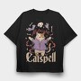 Satanic Cat Animal Magic Ritual Cute Goth 01, Tricou Oversize Barbati (Unisex)
