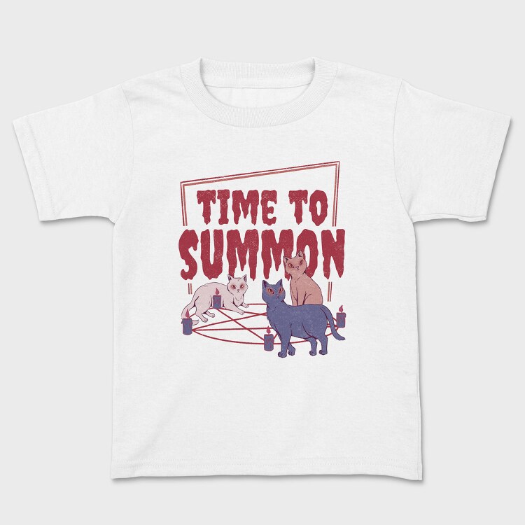 Satanic Cats With Pentagram Time To Summon, Tricou Copii