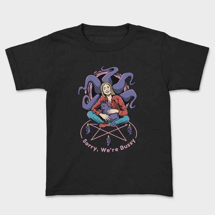 Satanic Woman And Cat In Ritual Sorry We Are Bussy, Tricou Copii