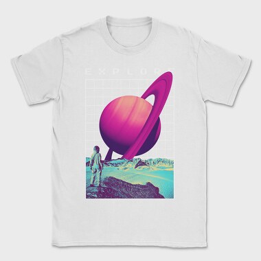 Saturn Planet Vaporwave Explore, Tricou Barbati (Unisex)