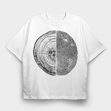 Tree Rings And Finger Print Digital, Tricou Oversize Barbati (Unisex)