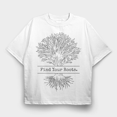 Tree Roots Line Art Find Your Roots, Tricou Oversize Barbati (Unisex)