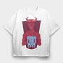Devil With Cat Holding Kittens, Tricou Oversize Barbati (Unisex)