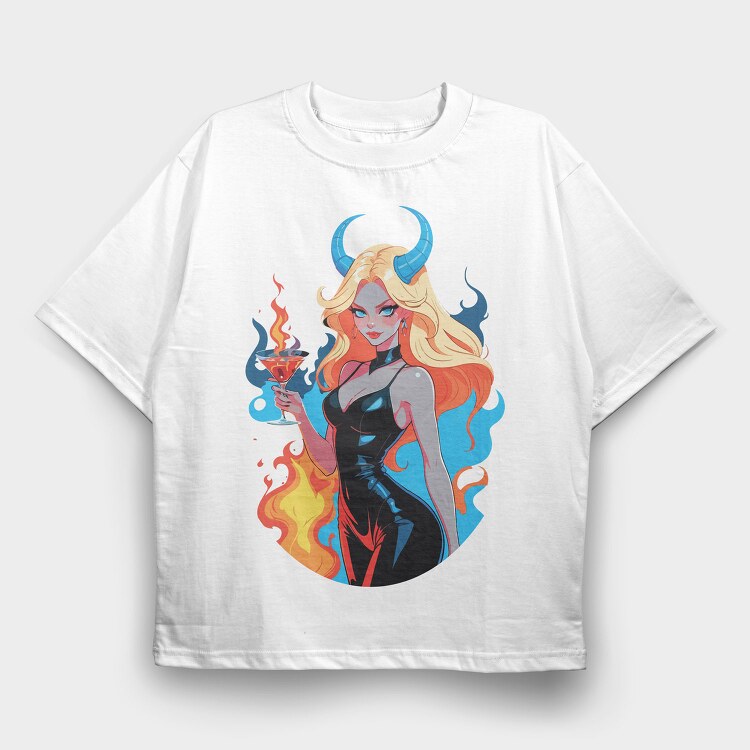 Devilish Pinup Girl, Tricou Oversize Barbati (Unisex)