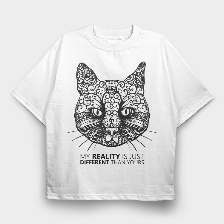 Different Reality Cat, Tricou Oversize Barbati (Unisex)