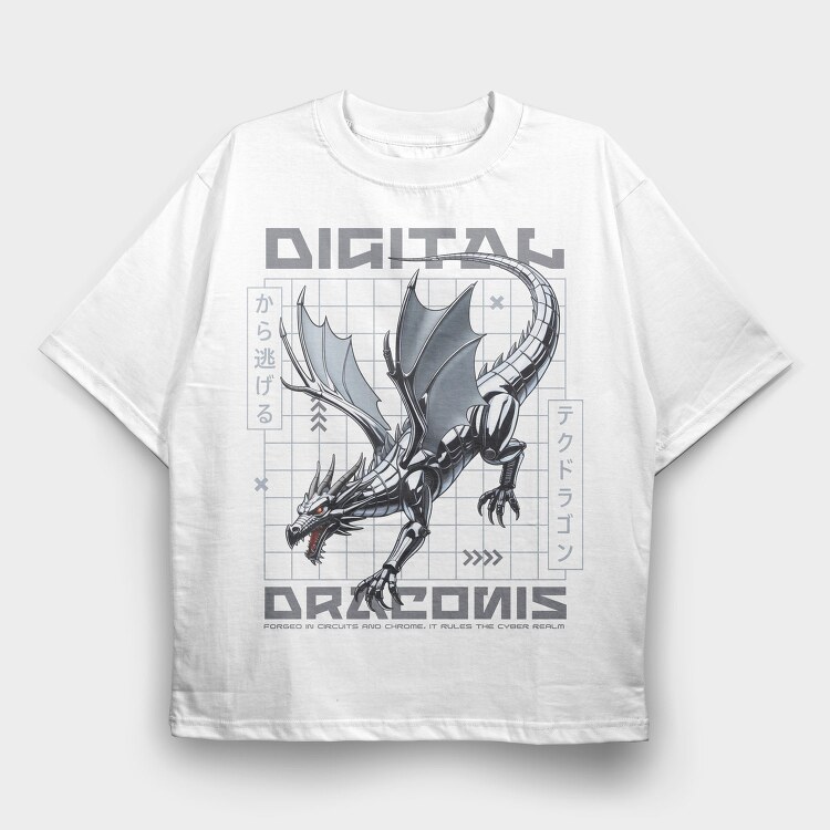 Digital Dragon Trend, Tricou Oversize Barbati (Unisex)