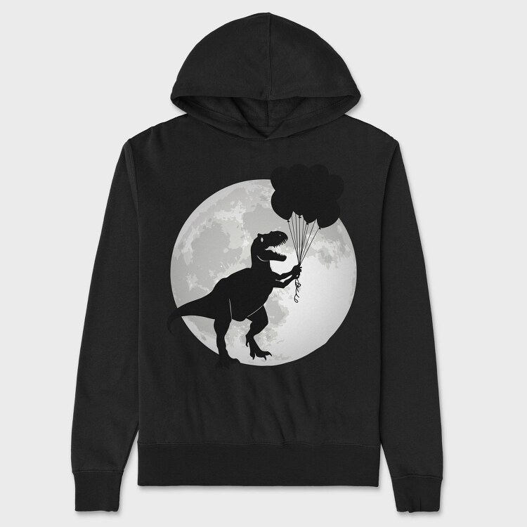 Dinosaur With Balloons T Rex, Hanorac Oversize Barbati (Unisex)