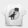 Dinosaur With Balloons T Rex, Tricou Oversize Barbati (Unisex)