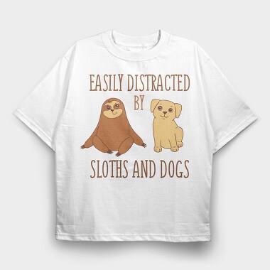 Distracted Sloths And Dogs, Tricou Oversize Barbati (Unisex)