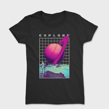 Saturn Planet Vaporwave Explore, Tricou Femei