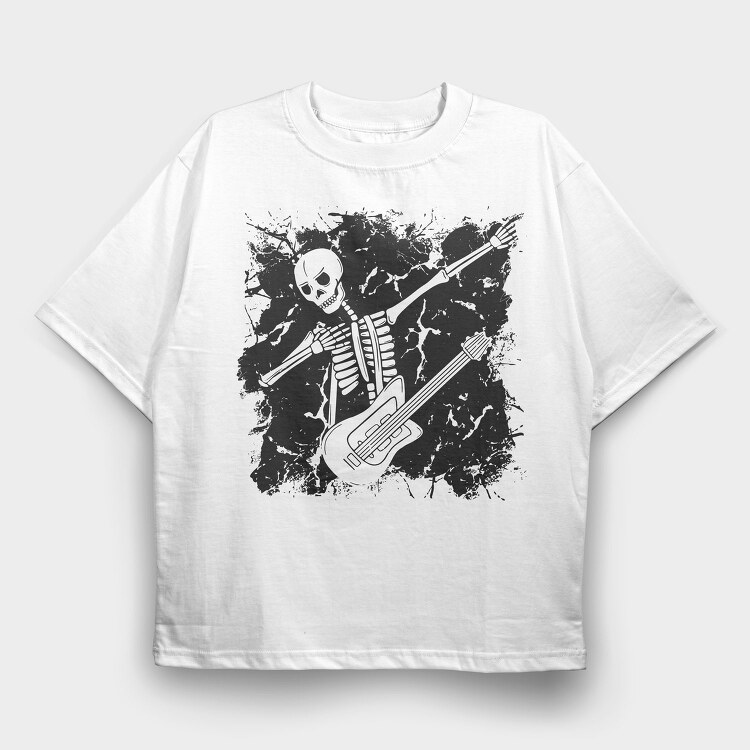 Dabbing Guitarrist Skeleton Dab Skeleton Guitar, Tricou Oversize Barbati (Unisex)