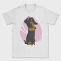Dachshund Dog Pink Bow Dachsund Riveter Girl, Tricou Barbati (Unisex)