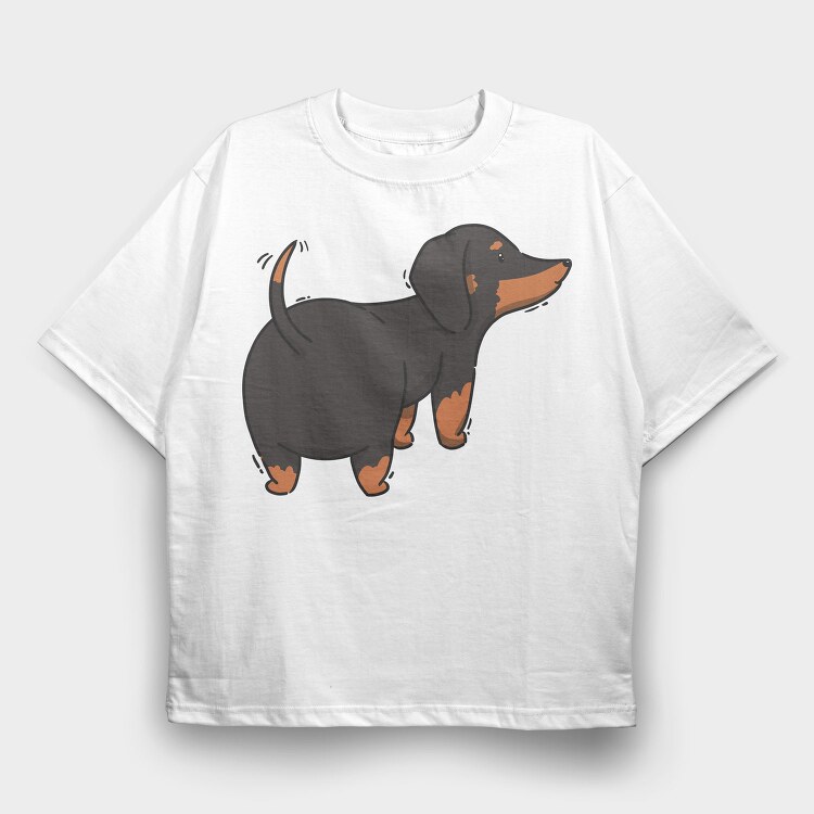 Dachshund Dog, Tricou Oversize Barbati (Unisex)