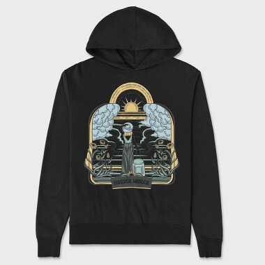 Woman With Suitcase Tote Wanderlust Forever Wander, Hanorac Oversize Barbati (Unisex)