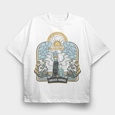 Woman With Suitcase Tote Wanderlust Forever Wander, Tricou Oversize Barbati (Unisex)