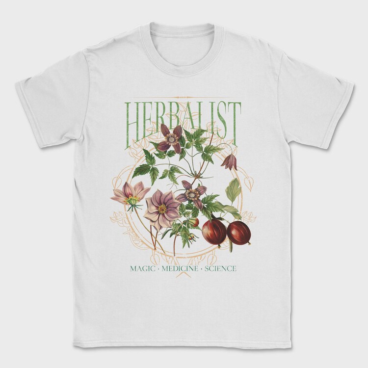 Flowers And Leaves Nature Cottagecore Herbology, Tricou Barbati (Unisex)