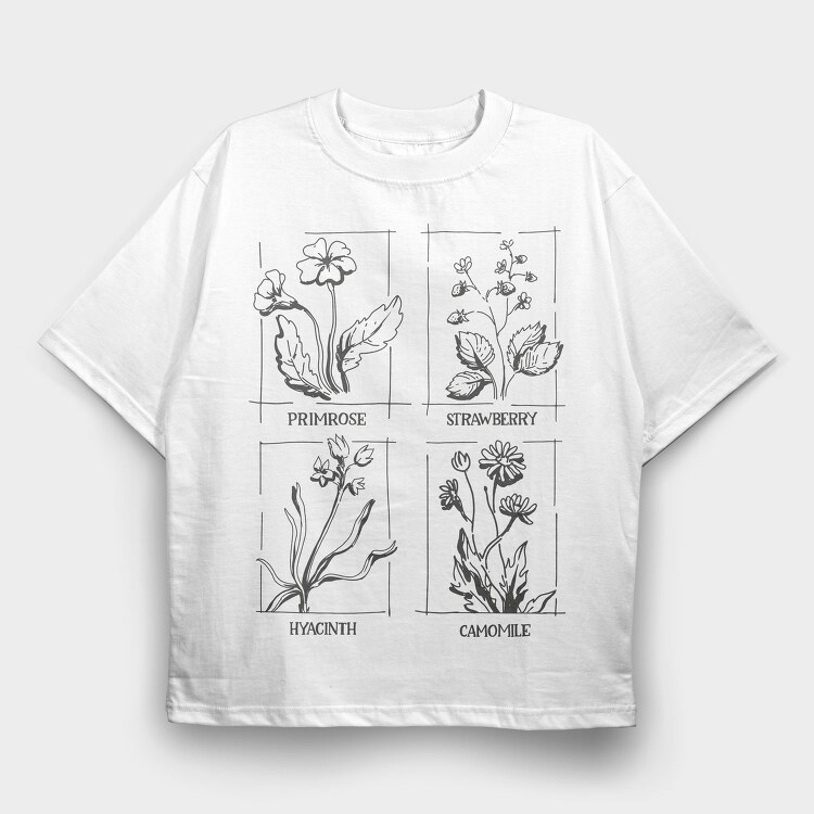 Flowers Botanical Line Tote, Tricou Oversize Barbati (Unisex)