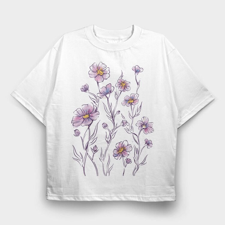 Flowers Watercolor Tote, Tricou Oversize Barbati (Unisex)