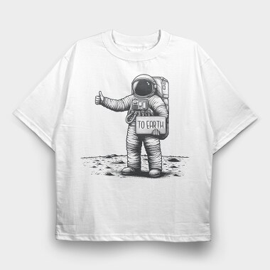 Astronaut Hitchhiking, Tricou Oversize Barbati (Unisex)