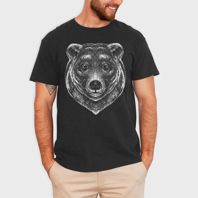 Monochrome Portrait Bear, Tricou Barbati (Unisex)