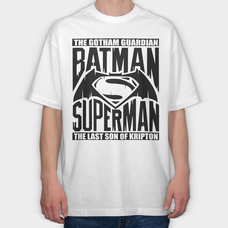 Batman Superman, Tricou Oversize Barbati (Unisex)