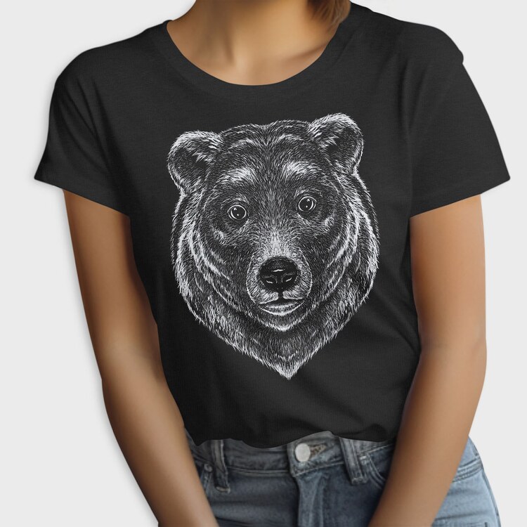 Monochrome Portrait Bear, Tricou Femei