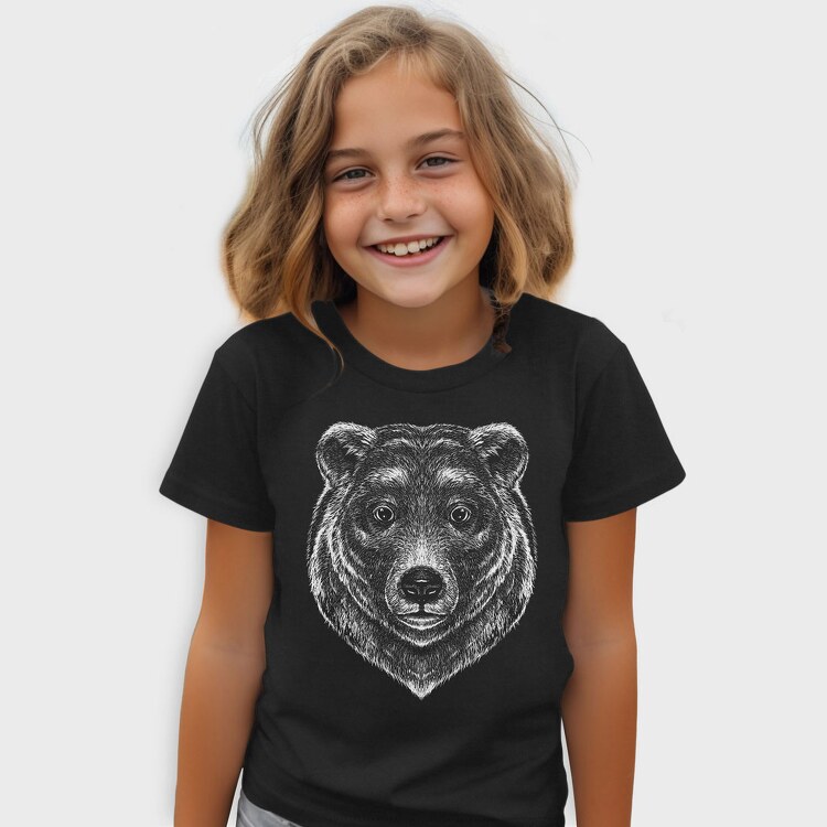 Monochrome Portrait Bear, Tricou Copii