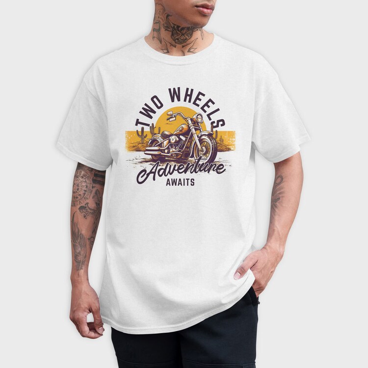 Motorcicle Adventure Two Wheels, Tricou Barbati (Unisex)