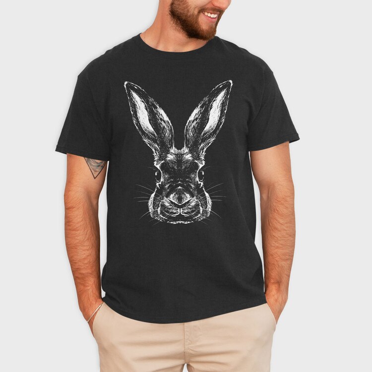 Monochrome Portrait Rabbit, Tricou Barbati (Unisex)