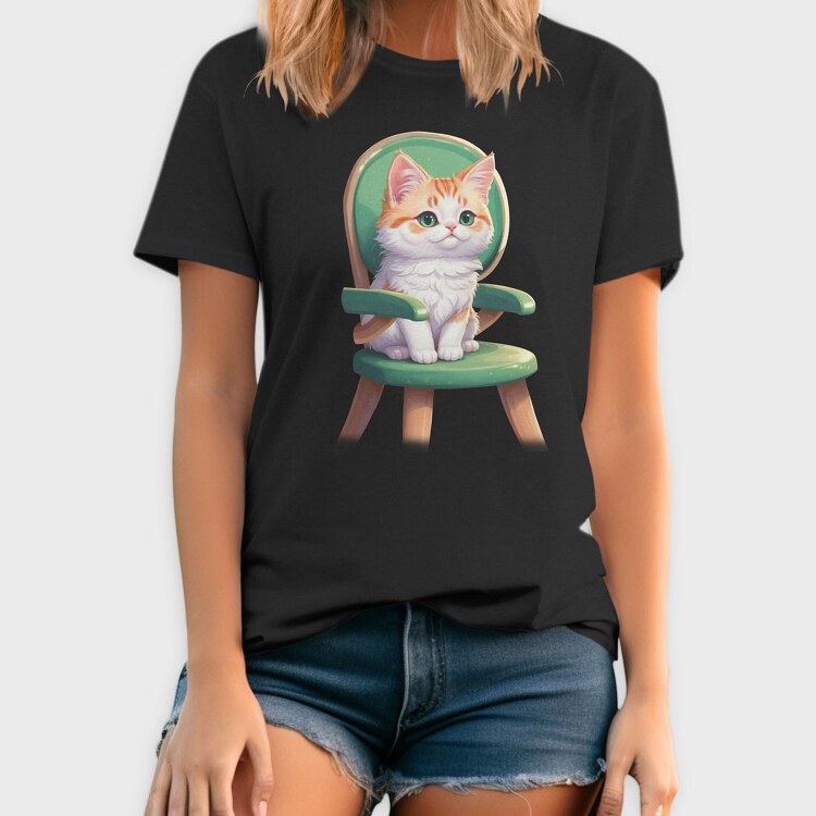 Sitting Cat on Chair, Tricou Barbati (Unisex)