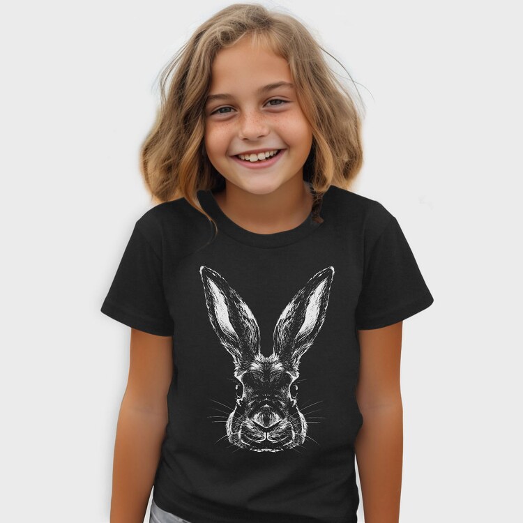 Monochrome Portrait Rabbit, Tricou Copii