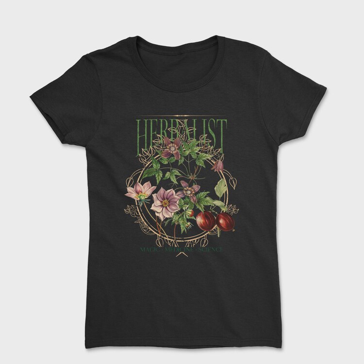 Flowers And Leaves Nature Cottagecore Herbology, Tricou Femei