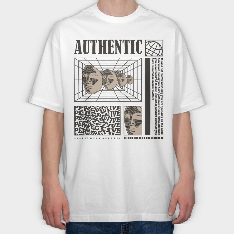 Authentic 1, Tricou Oversize Barbati (Unisex)