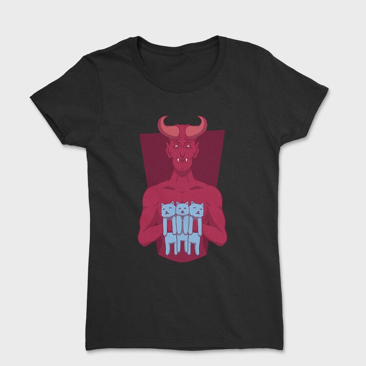 Devil With Cat Holding Kittens, Tricou Femei