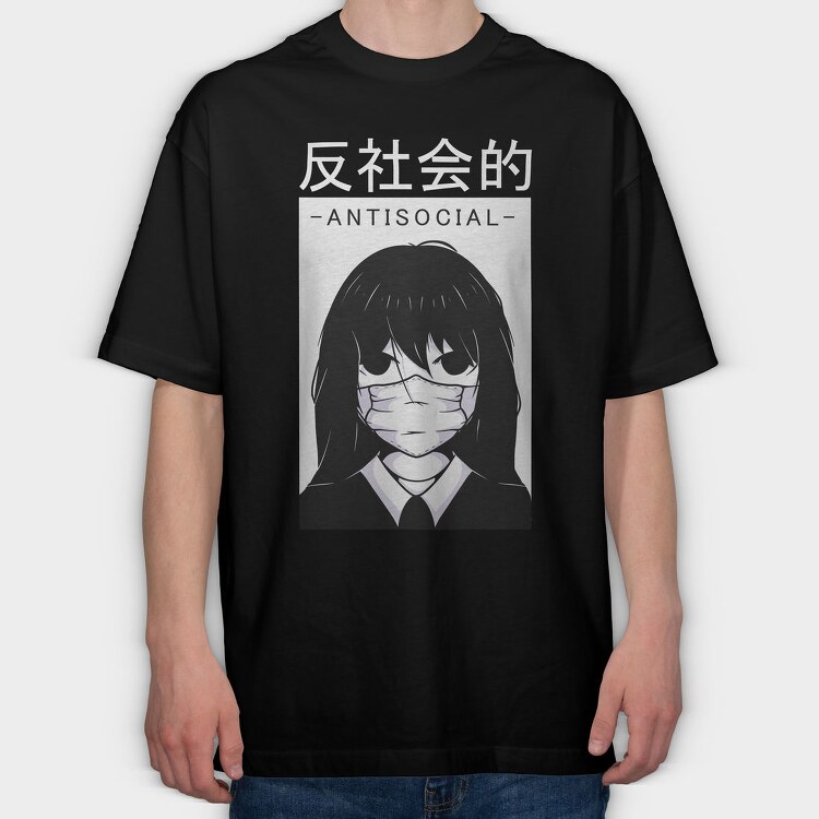 Antisocial Mask, Tricou Oversize Barbati (Unisex)
