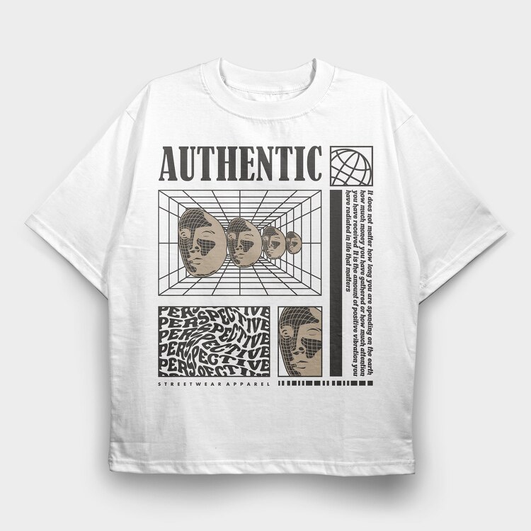 Authentic 1, Tricou Oversize Barbati (Unisex)
